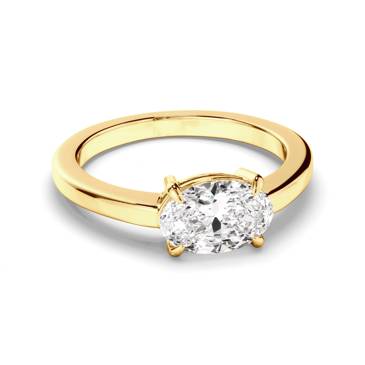 Oval Cut Diamond Solitaire East West Set Engagement Ring