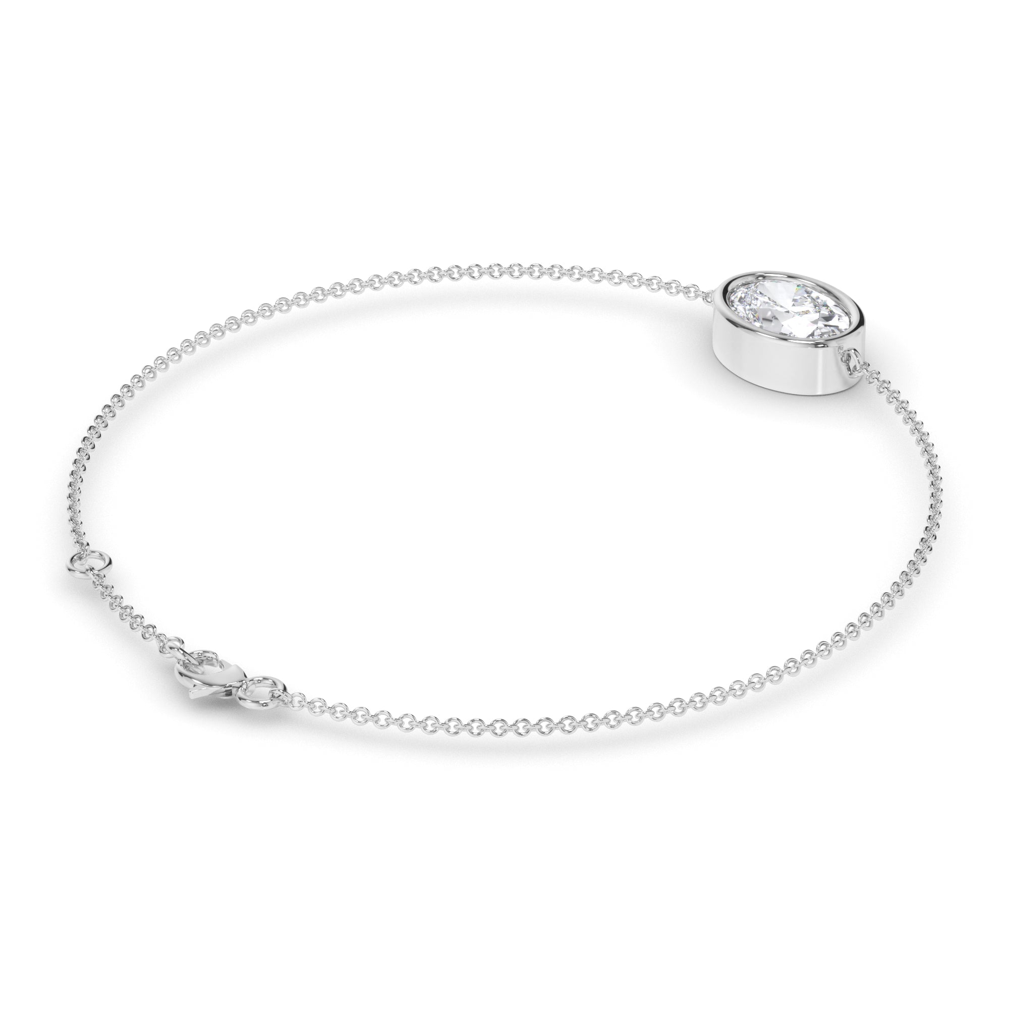 Oval Cut Diamond Bezel Set Bracelet