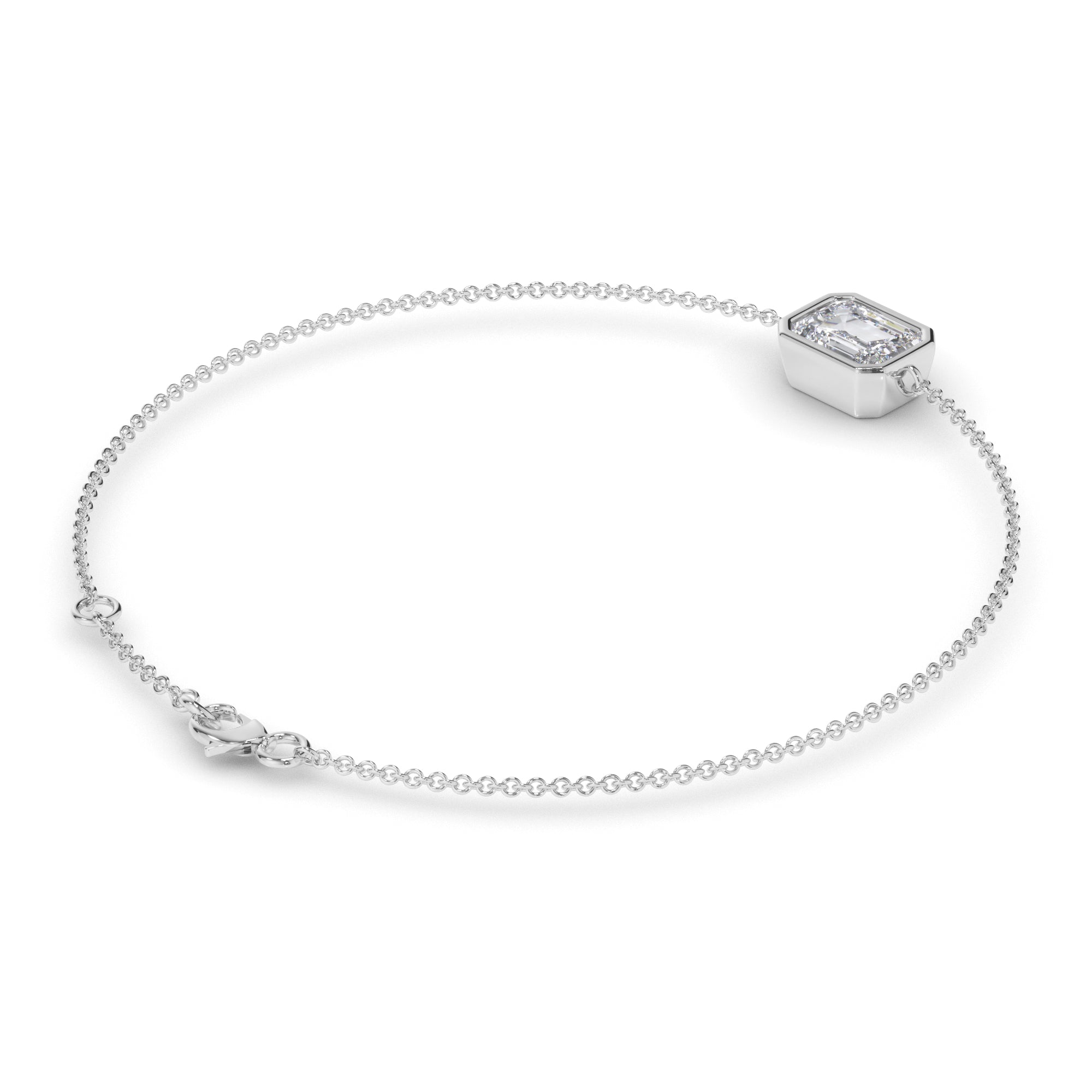 Emerald Cut Diamond Bezel Set Bracelet