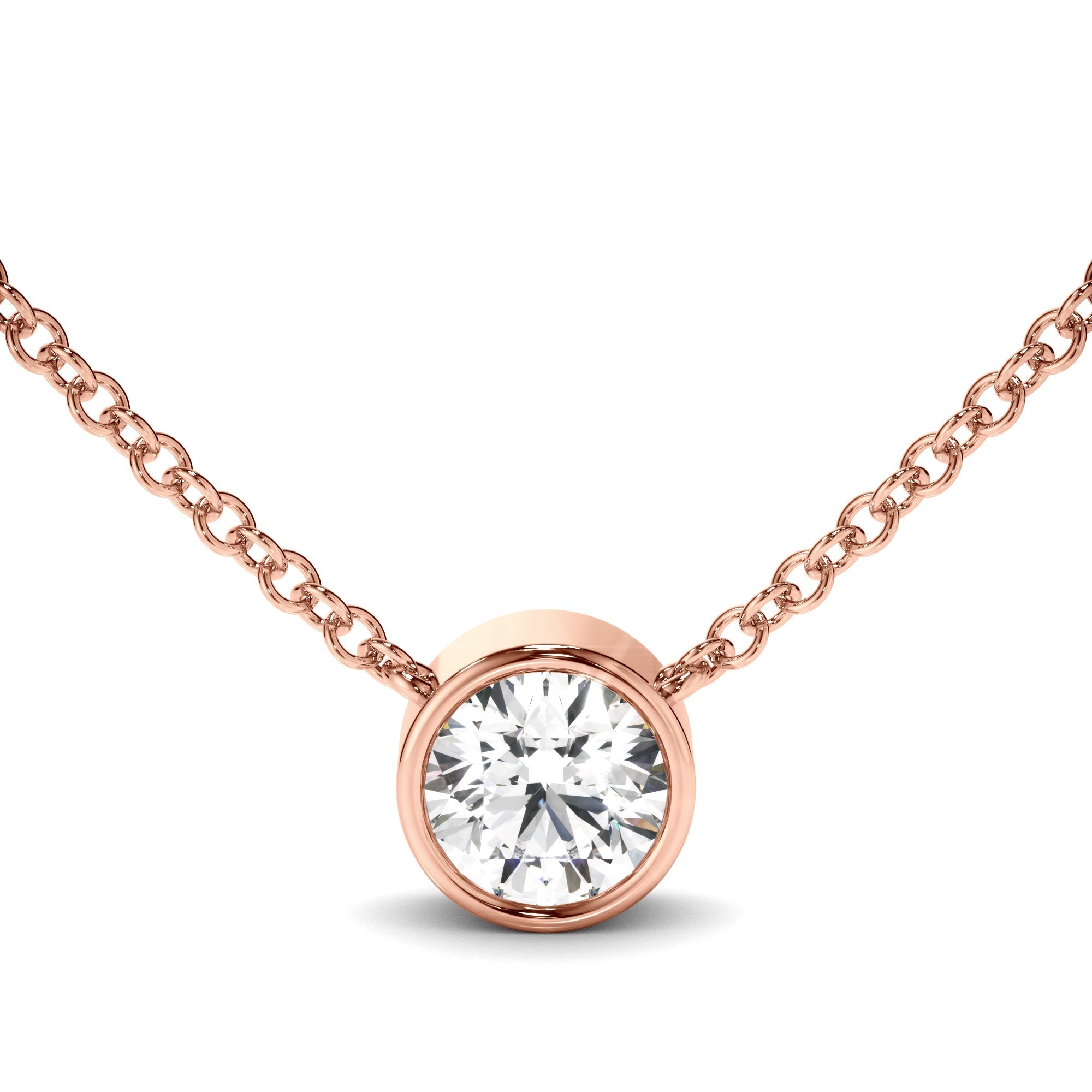 Round Brilliant Cut Diamond Bezel Set Necklet