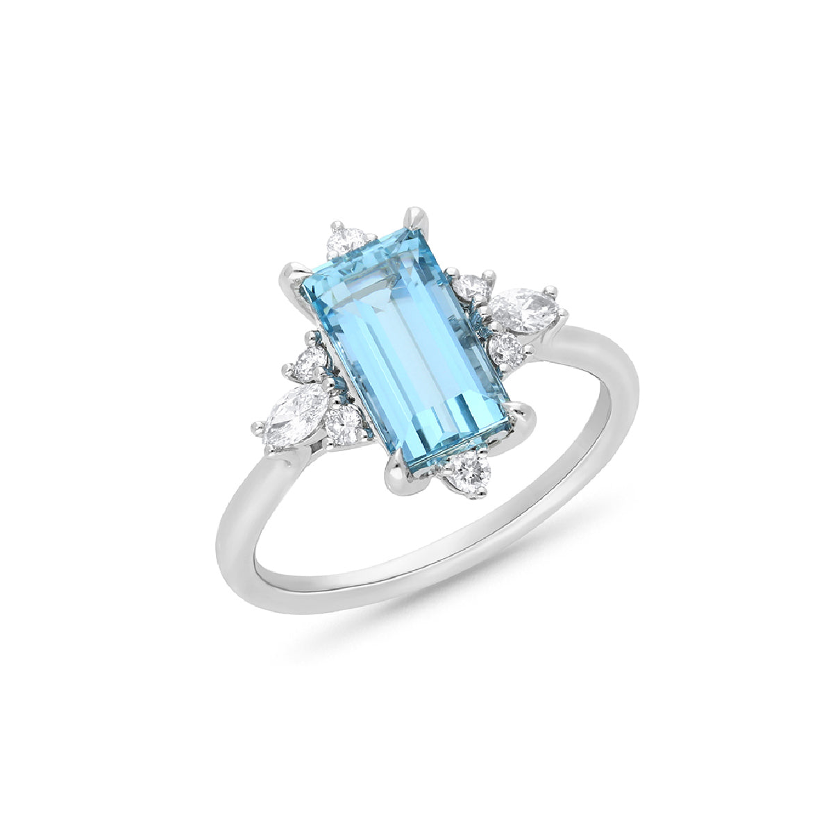 18ct White Gold Aquamarine & Diamond Ring