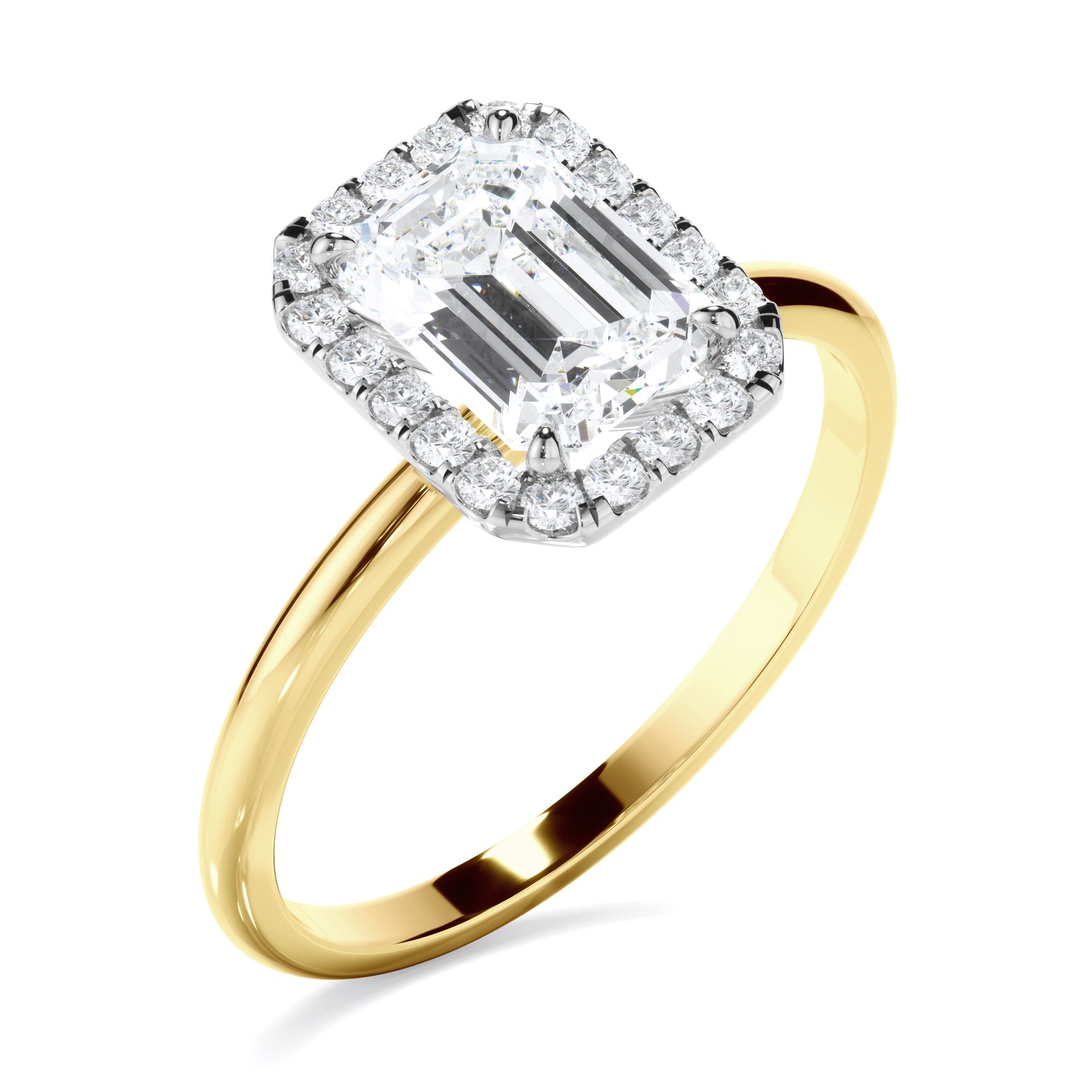 Emerald Cut Diamond Halo Engagement Ring