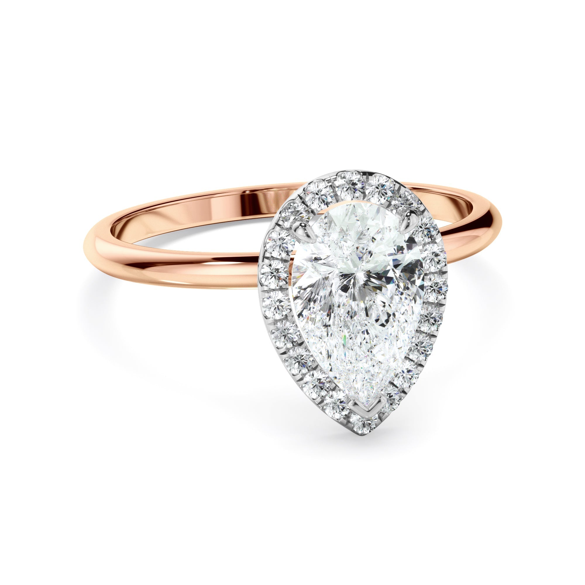 Pear Cut Diamond Halo Engagement Ring