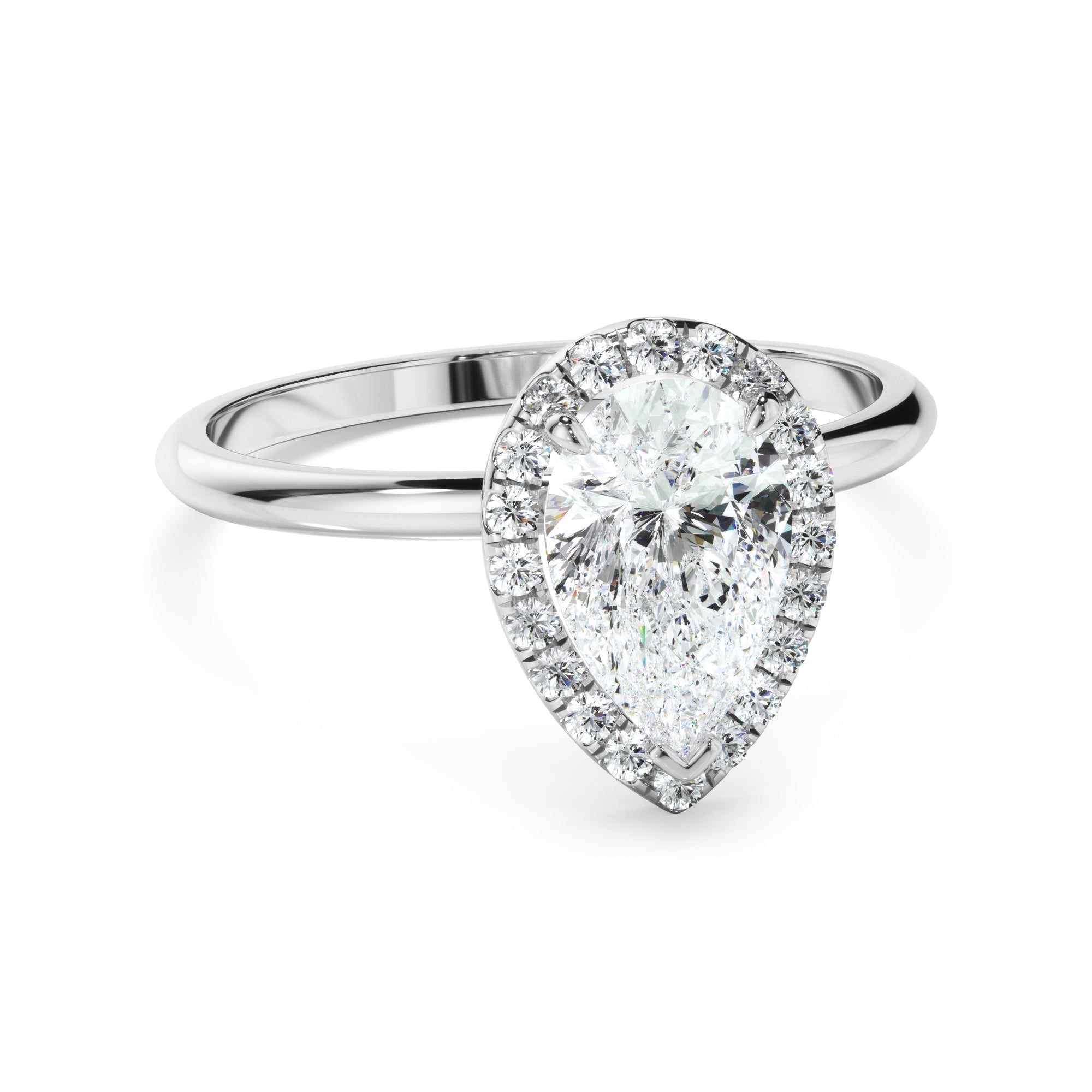 Pear Cut Diamond Halo Engagement Ring