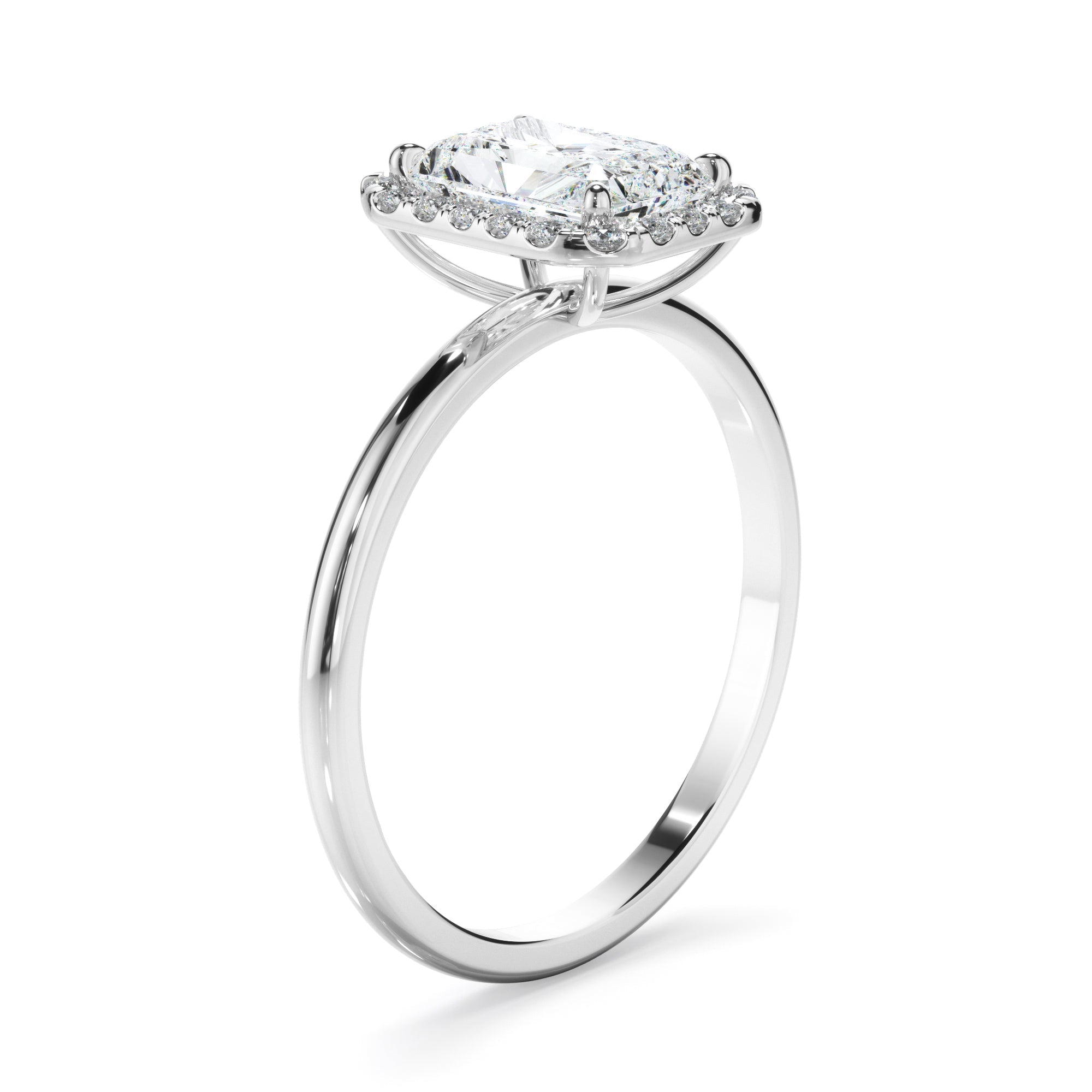 Radiant Cut Diamond Halo Engagement Ring