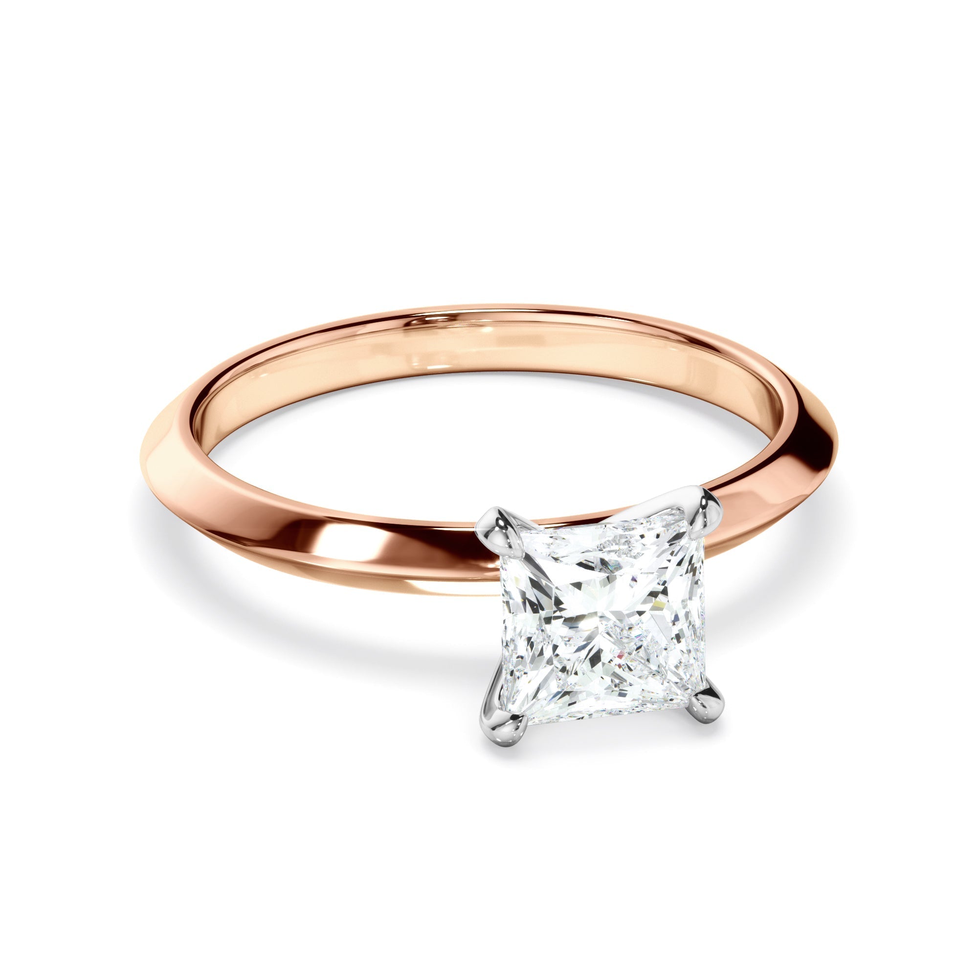 Princess Cut Diamond Solitaire Knife Edge Engagement Ring