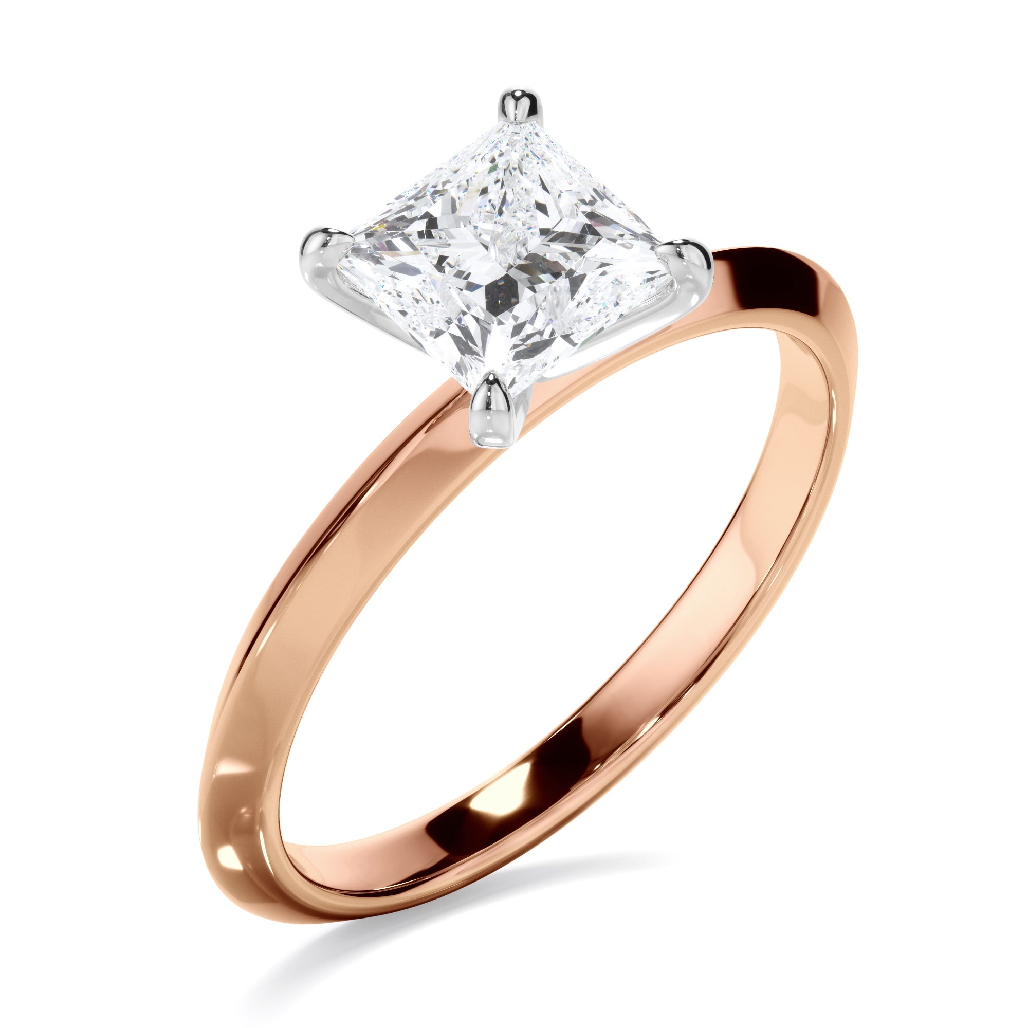 Princess Cut Diamond Solitaire Knife Edge Engagement Ring