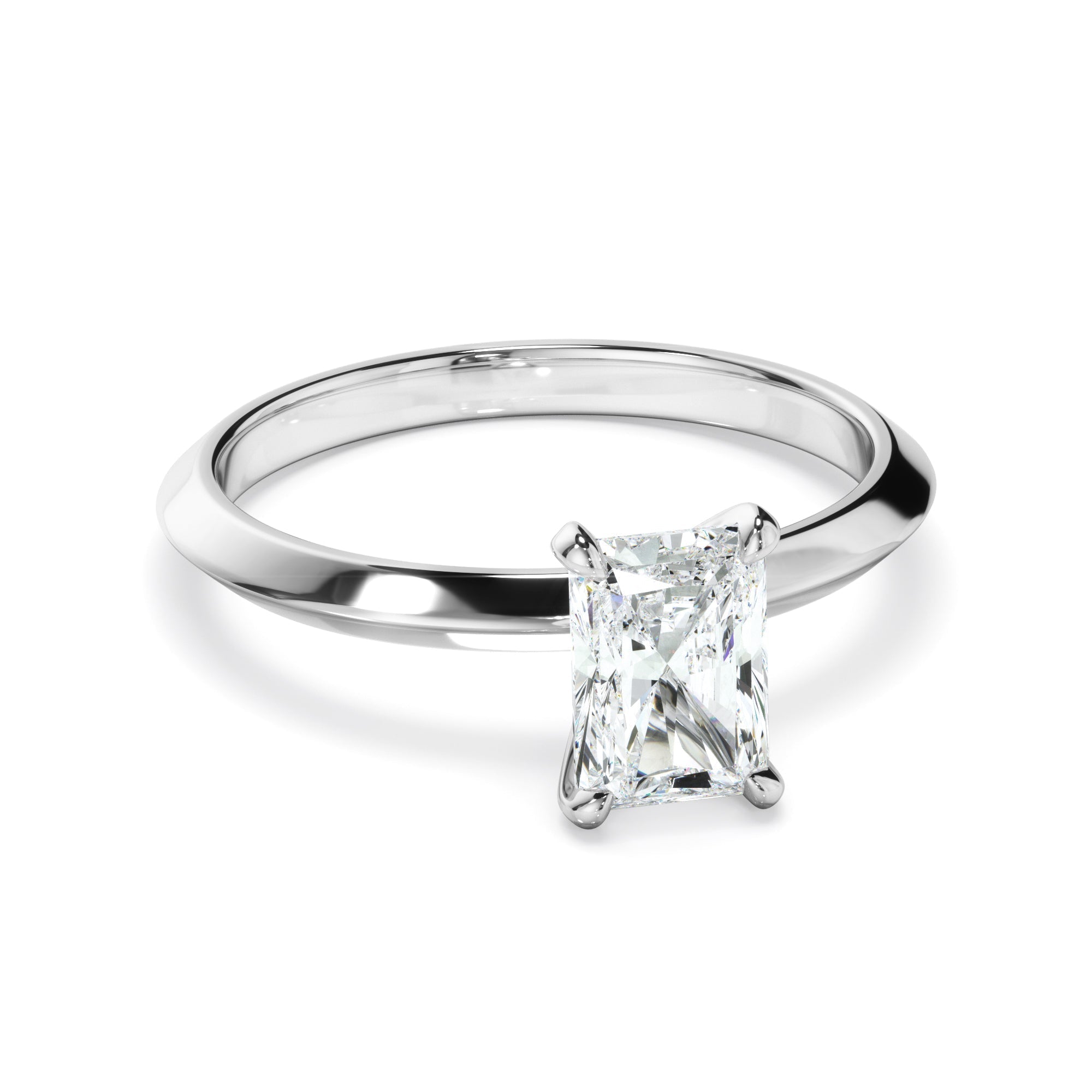 Radiant Cut Diamond Solitaire Knife Edge Engagement Ring