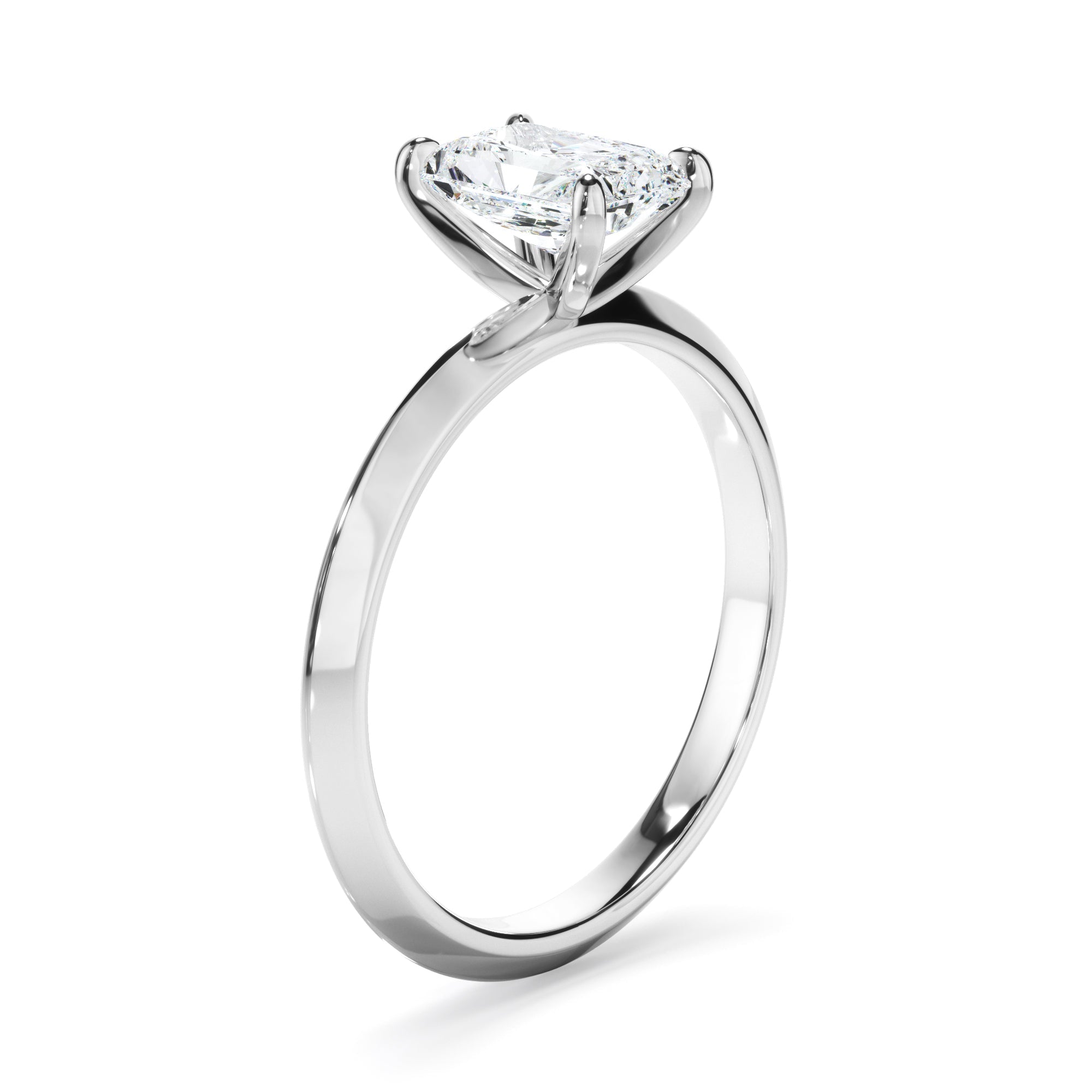 Radiant Cut Diamond Solitaire Knife Edge Engagement Ring