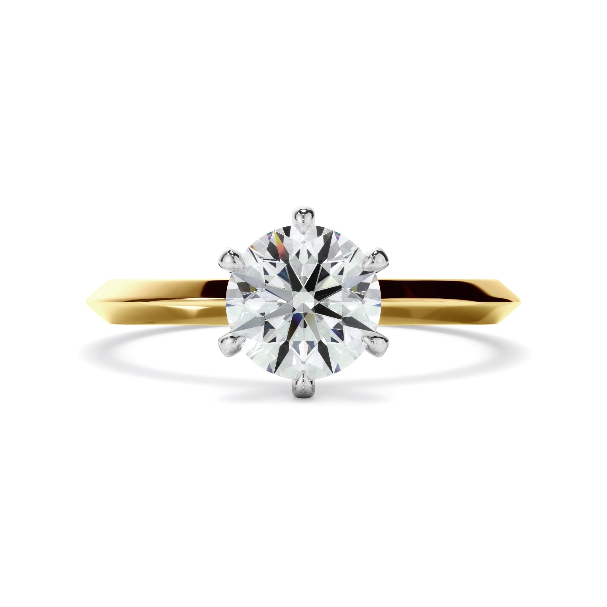 Round Brilliant Cut Diamond Solitaire Knife Edge Engagement Ring