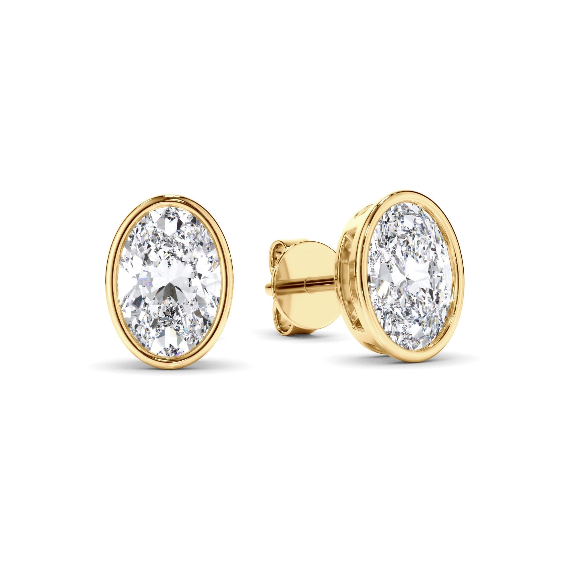 Oval Cut Diamond Bezel Set Stud Earrings