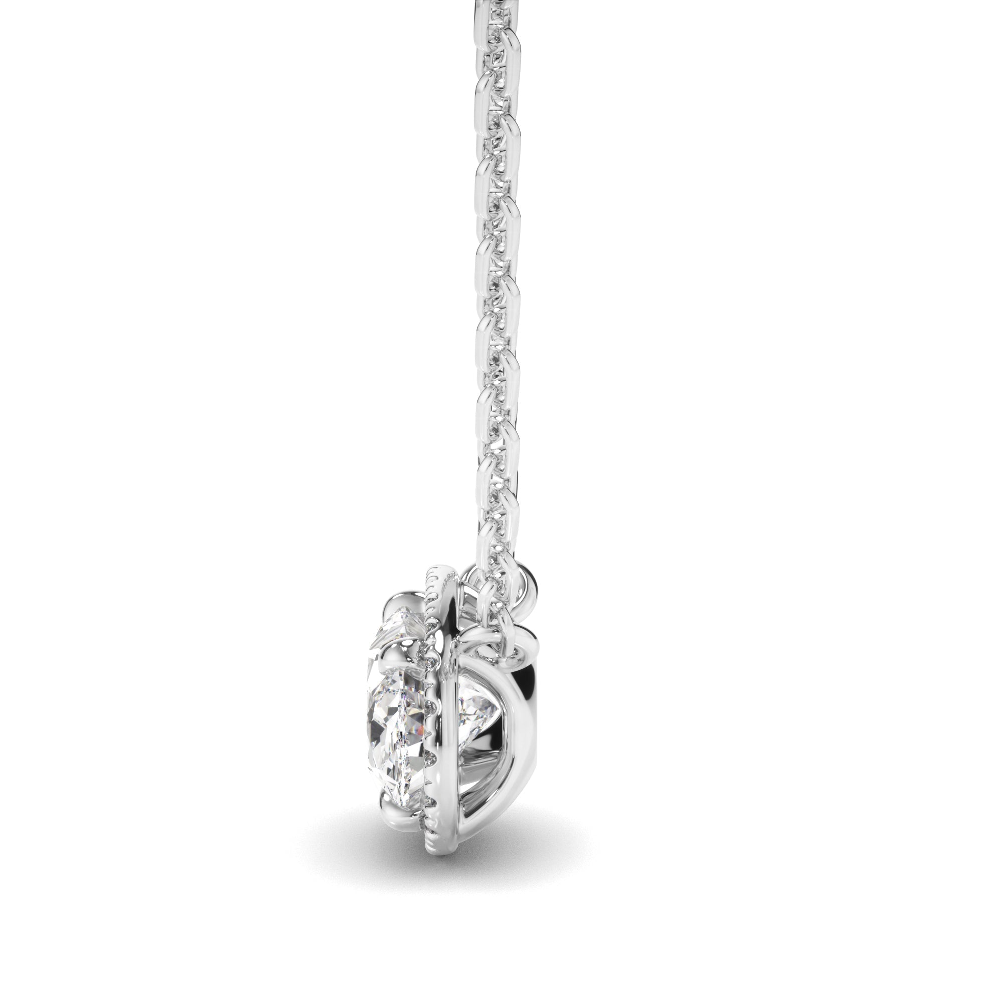 East West Oval Cut Diamond Halo Necklet