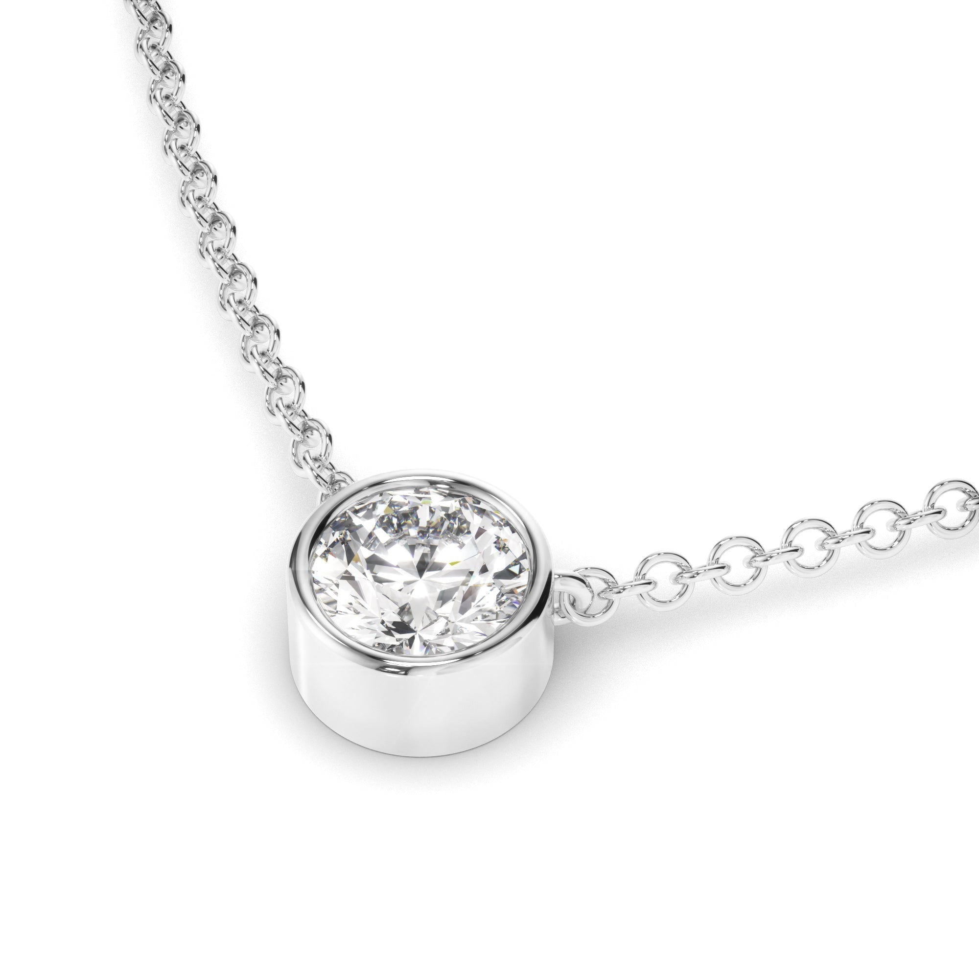 Round Brilliant Cut Diamond Bezel Set Necklet