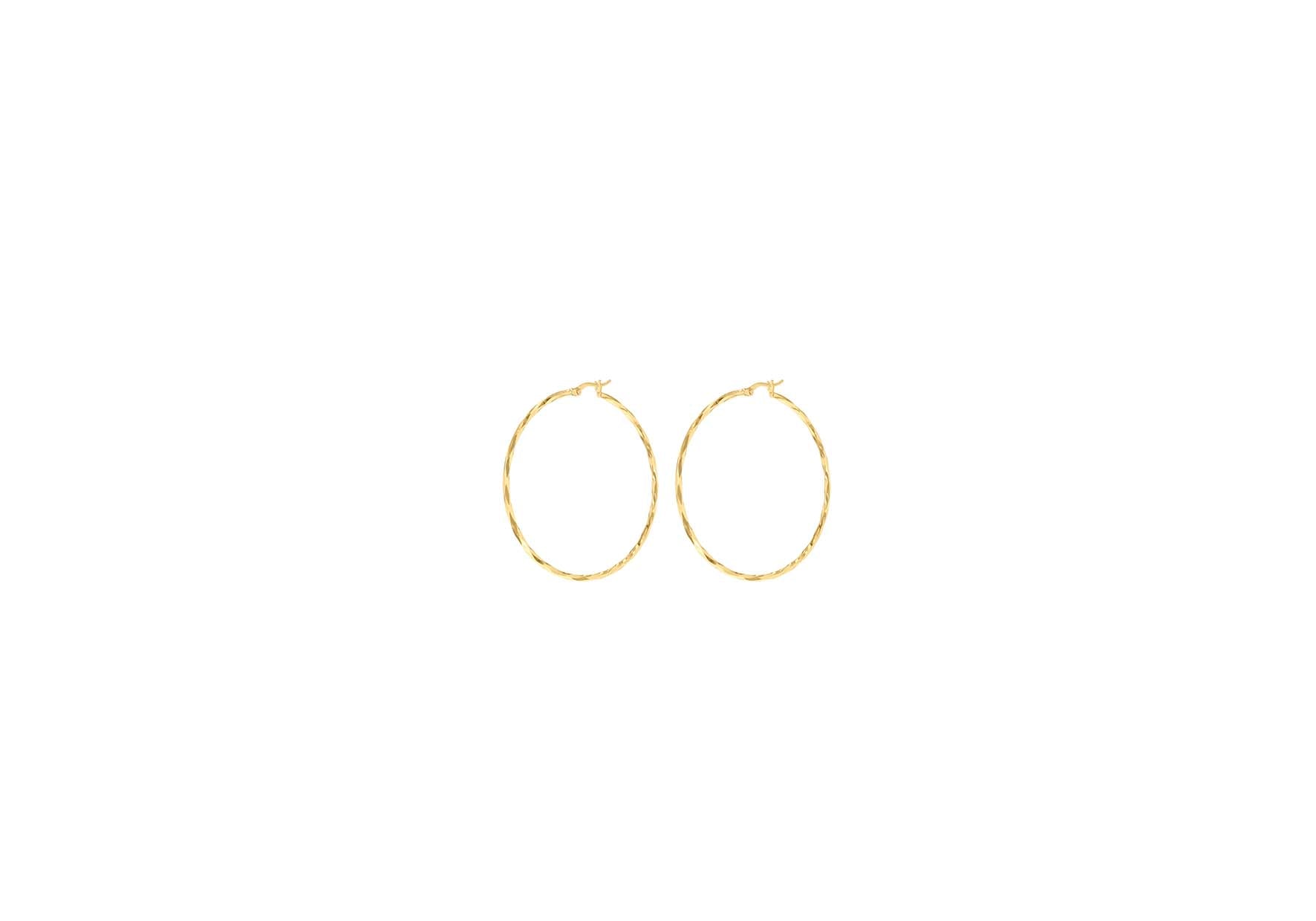 9ct Yellow Gold Diamond Cut Hoop Earrings 28mm