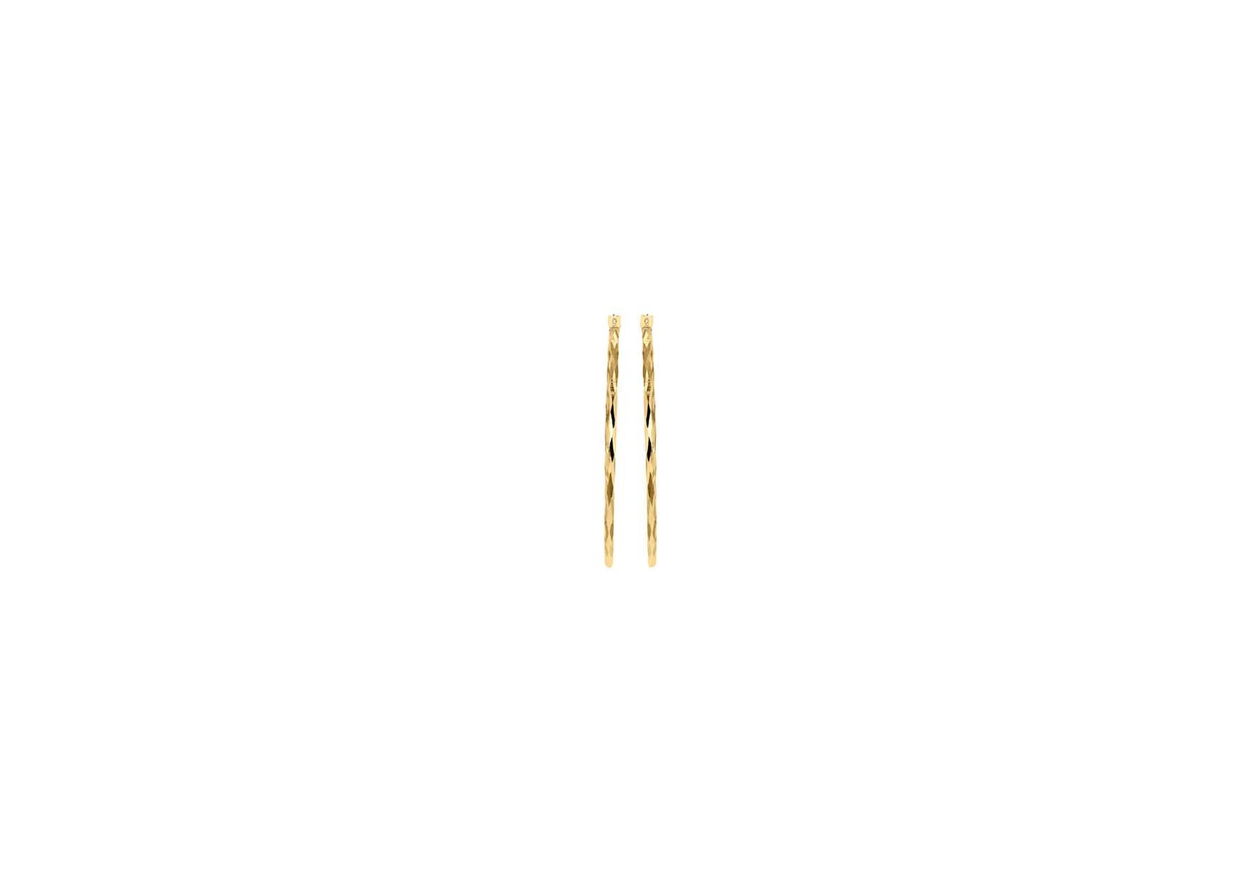 9ct Yellow Gold Diamond Cut Hoop Earrings 28mm