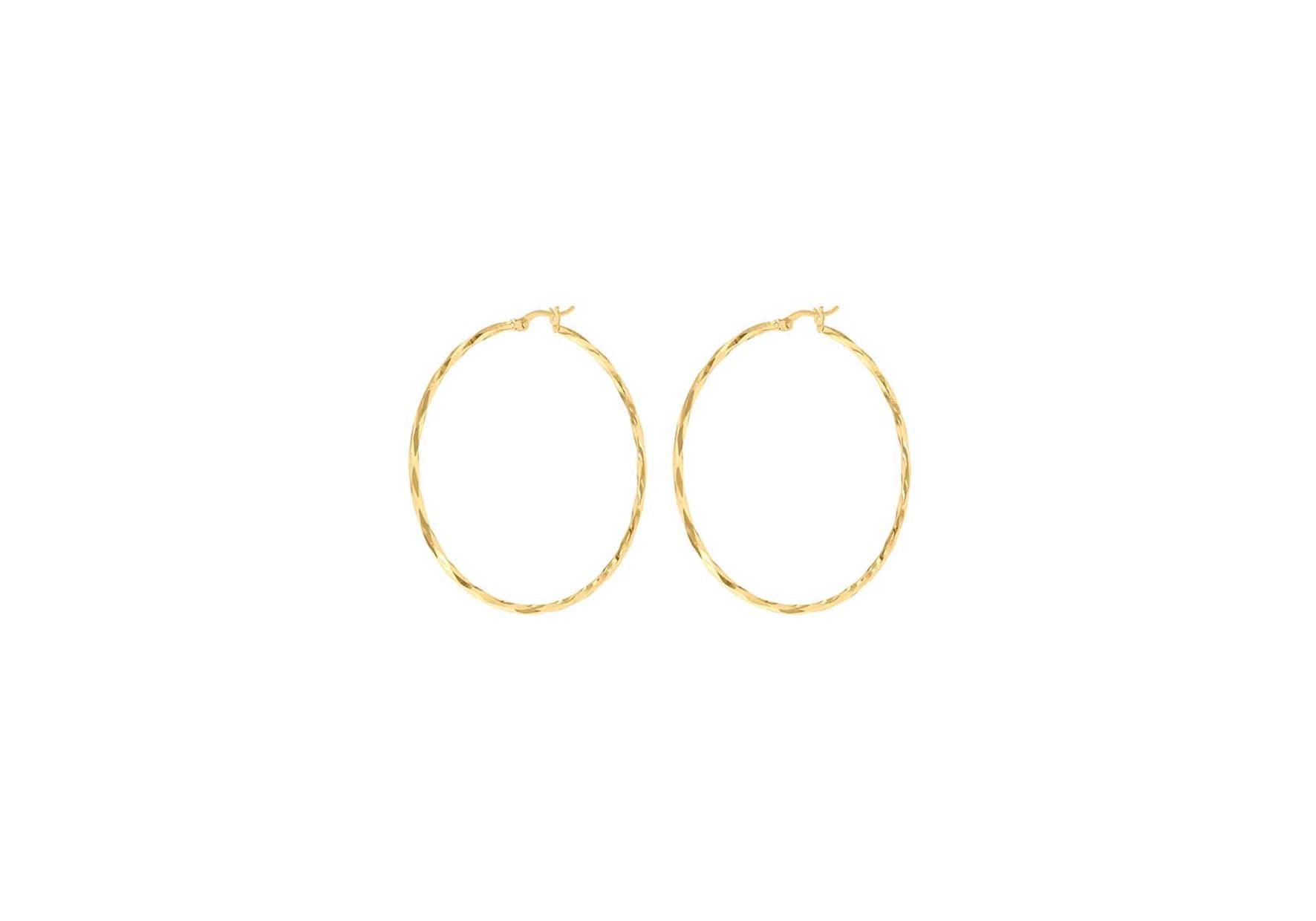 9ct Yellow Gold Diamond Cut Hoop Earrings 42mm