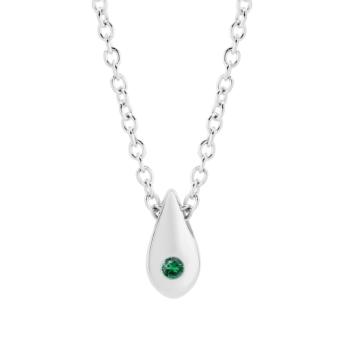 9ct White Gold Emerald Pendant