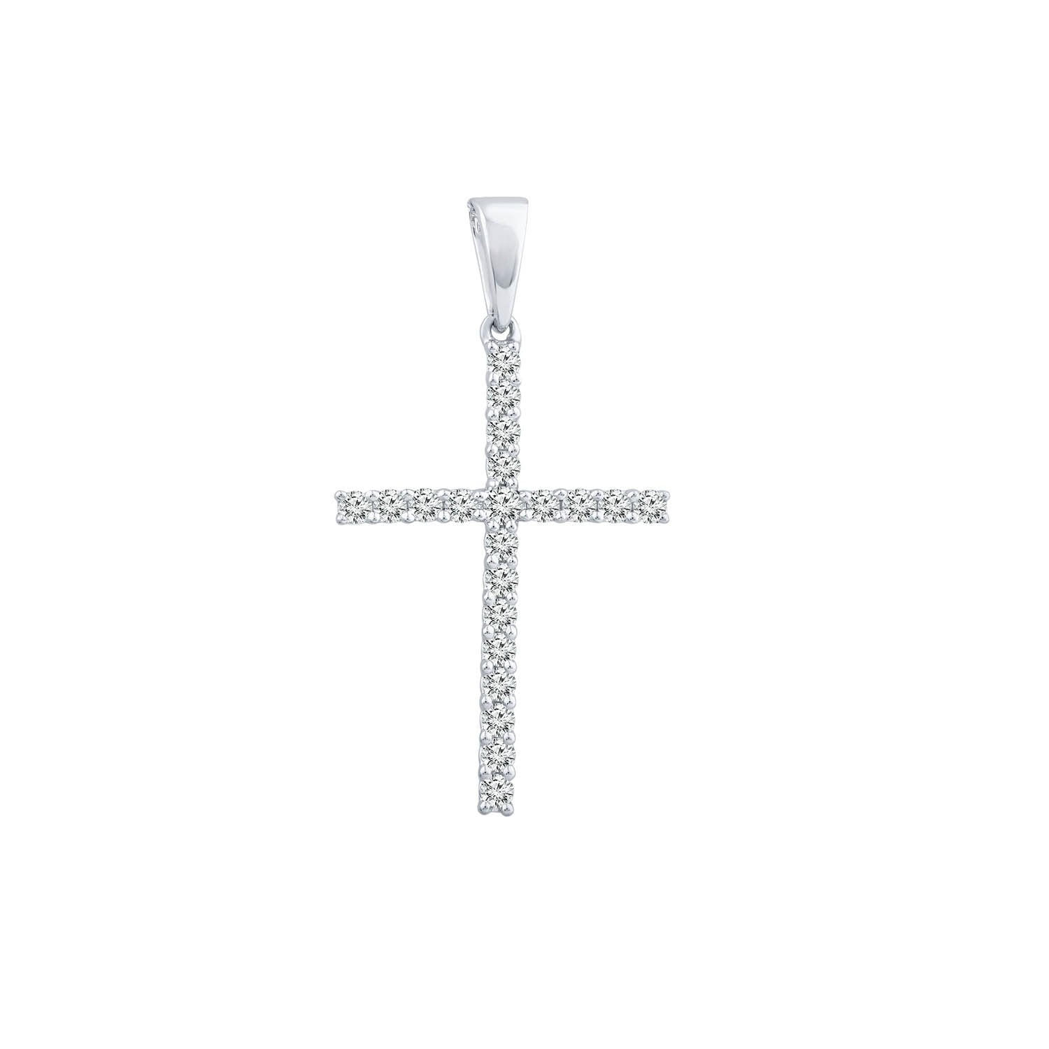 9ct White Gold 0.10ct Diamond Cross Pendant