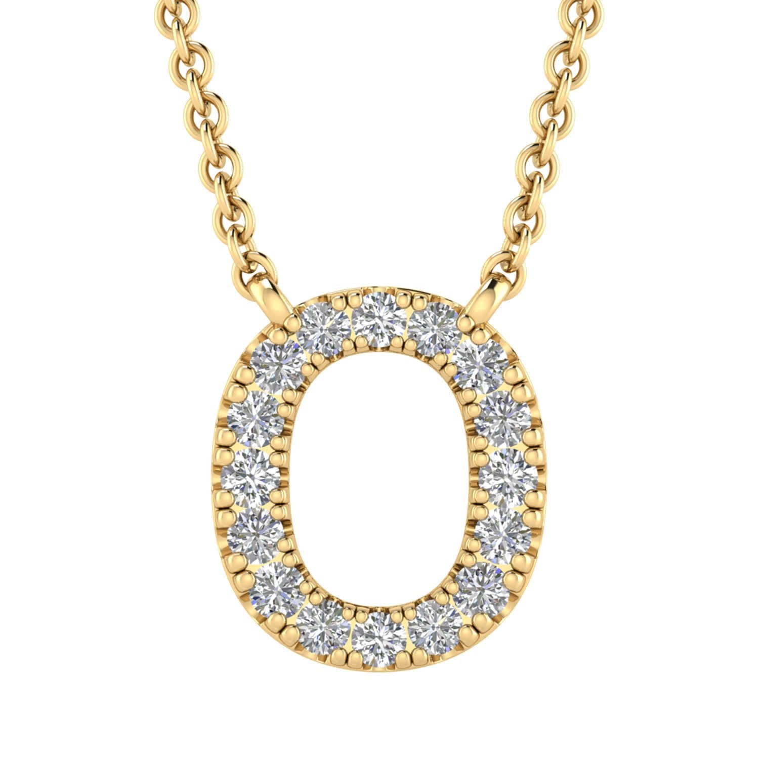 9ct Yellow Gold Diamond Initial 'O' Necklace