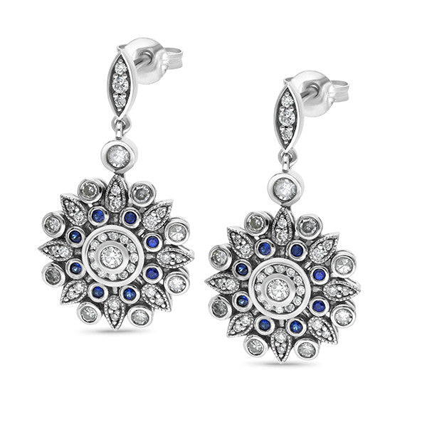 9ct White Gold Sapphire & Diamond Earrings